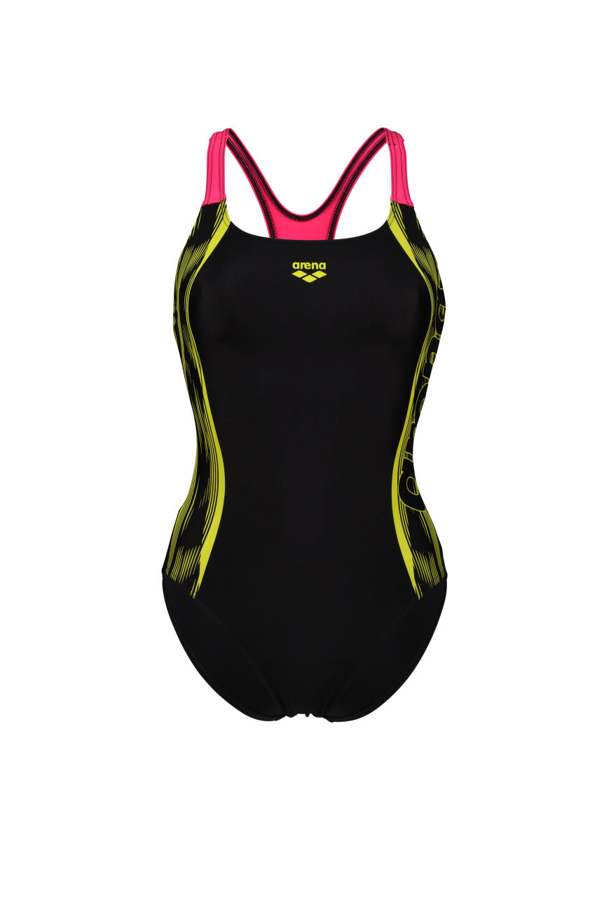 W Swim Pro Back Graphic schwarz-freak pink