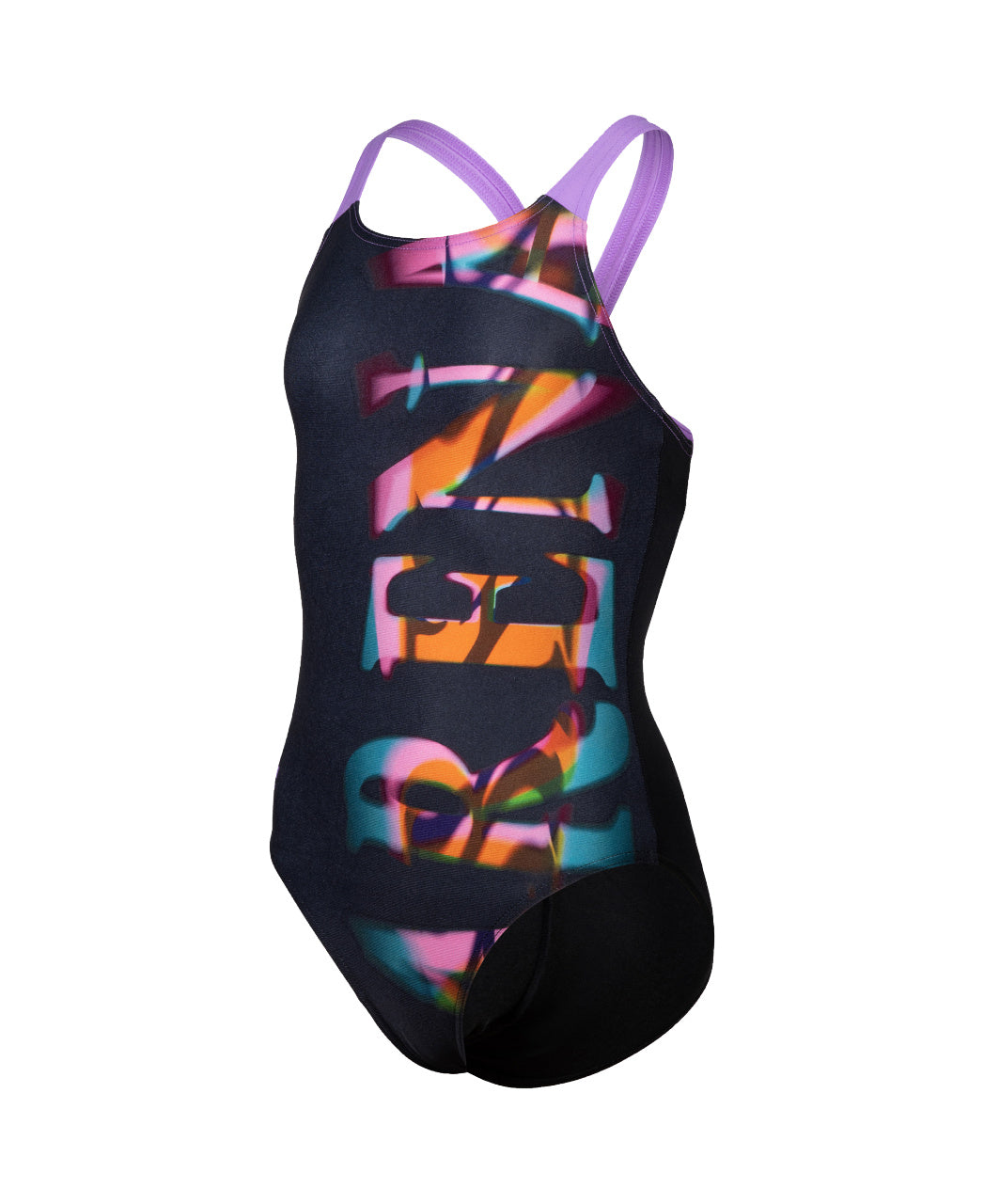 G Prism Swimsuit V Back black-lavanda