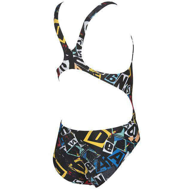 Arena Girls Rowdy Tech Back One Piece Zwart - Multi