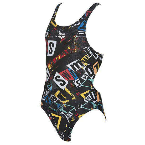 Arena Girls Rowdy Tech Back One Piece Zwart - Multi