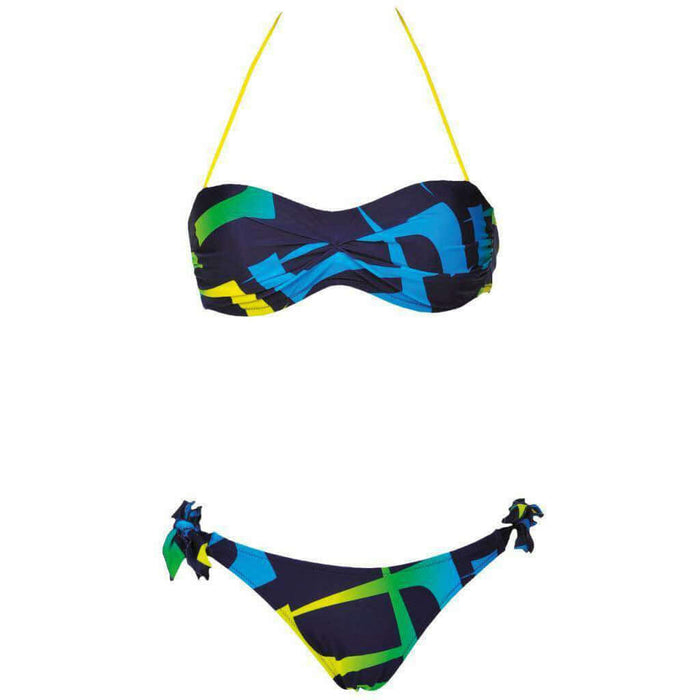 Arena Scrawl Bandeau bikini Navy - geel