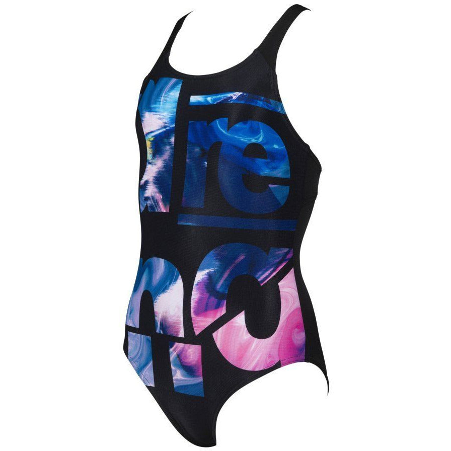 G Distorted Image Jr Swim Pro One Piece L black-multi