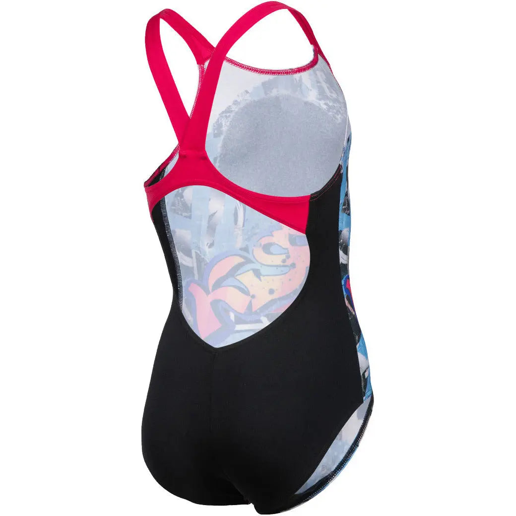 G Swimsuit V Back Placement - black-rose