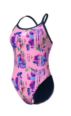 W Rose Texture Swimsuit Xcross Back multi pink-navy Arena