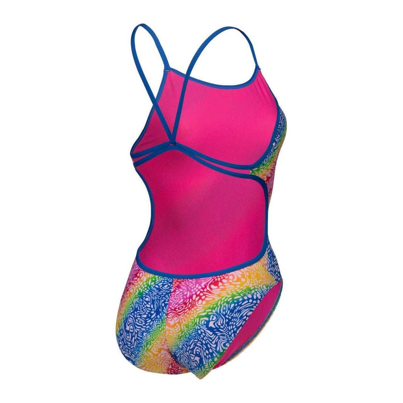 W Swimsuit Lace Back Printed Royal-White Multicolor