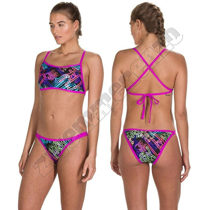 Speedo Kanji Neon Cross Tieback bikini black-purple